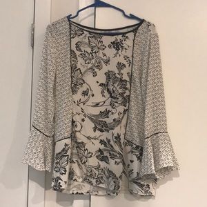 Black and white loft blouse